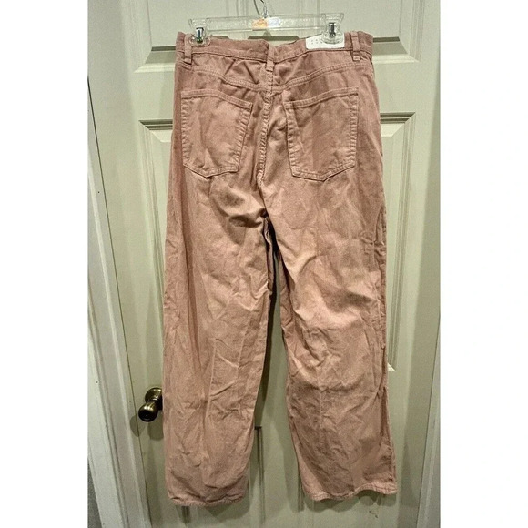 PacSun Solid Pink Corduroy Pants Wide Leg High Waisted Pockets Cotton Women’s 31 - Picture 6 of 10